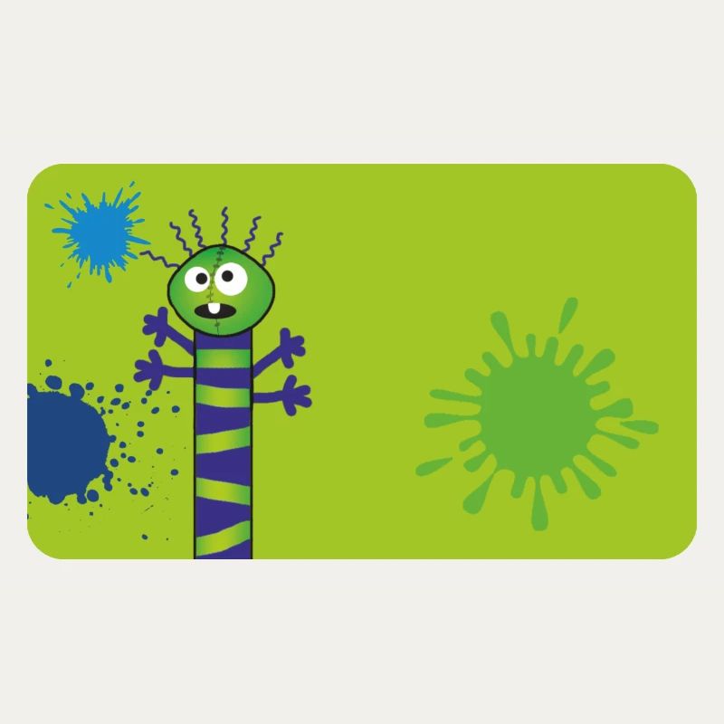Monstre long et mince et éclaboussures de couleur - Vert Bleu
