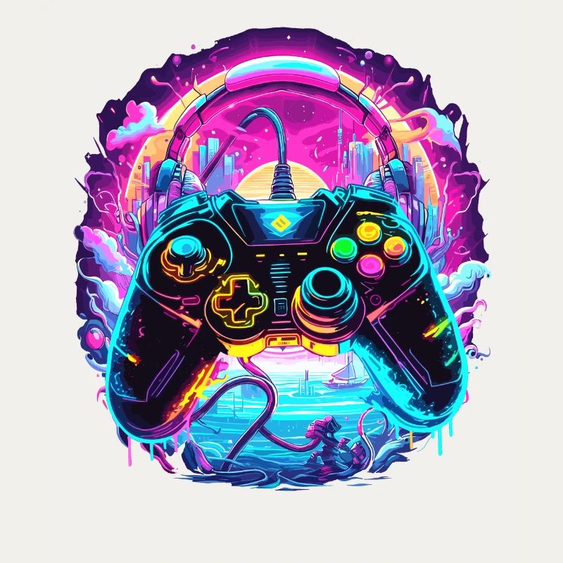 Synthwave Gamer Controller Fantasy Retro Gaming