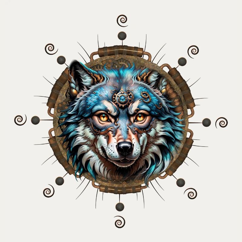 Fantastischer Steampunk-Wolf.