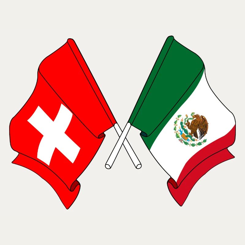 Drapeau de la Suisse et drapeau du Mexique