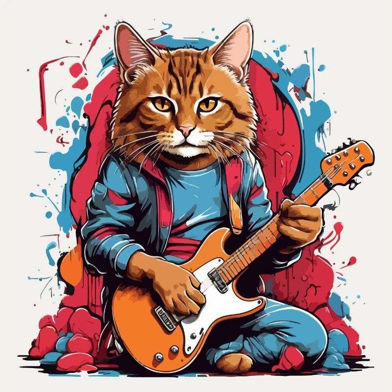 Katze mit Gitarre