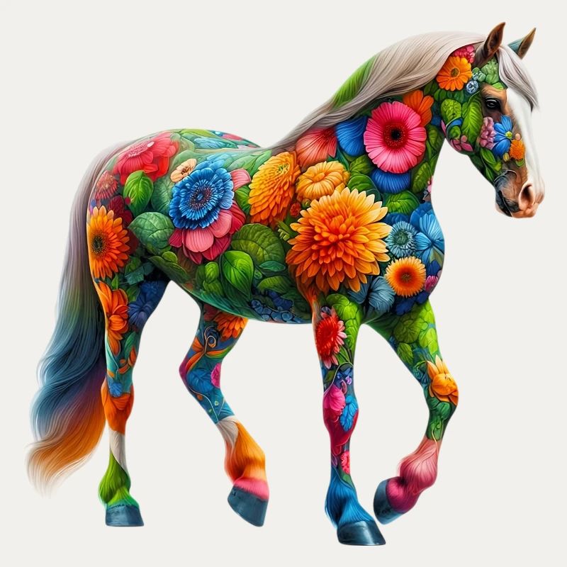 Cheval décoré de fleurs