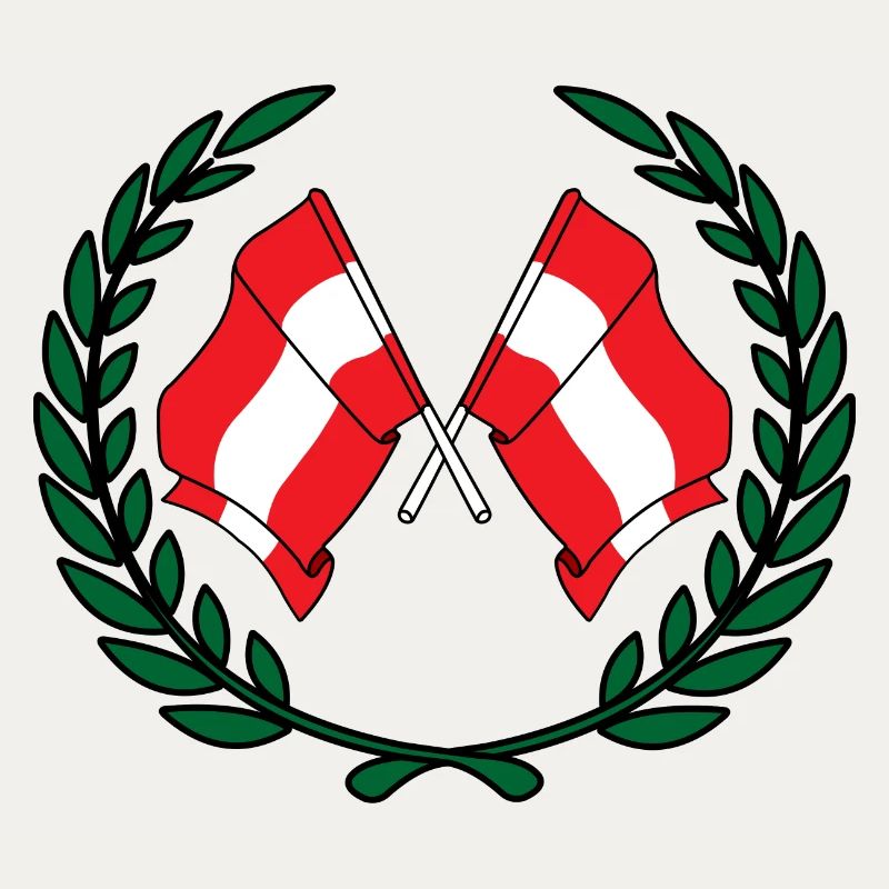 Flags austria in laurel wreath