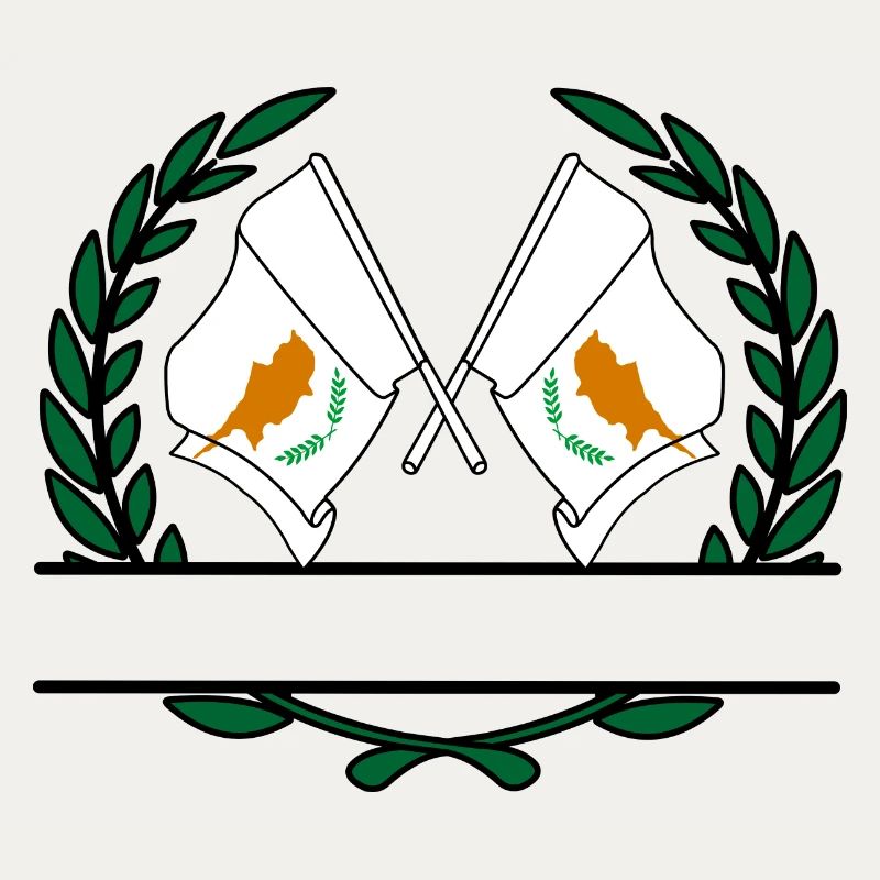 Drapeaux chypriote couronne de laurier bannière