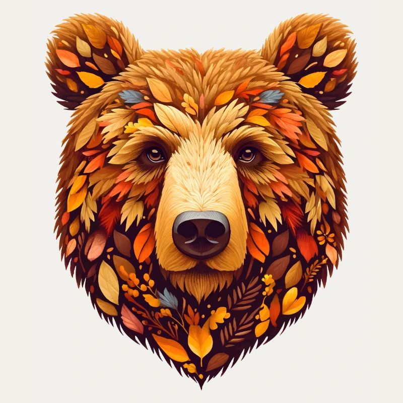 Brown bear, designed from different leaves
