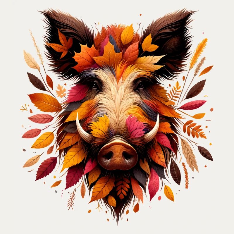 Sanglier, conçu à partir de différentes feuilles