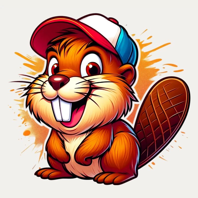 Beaver with baseball cap