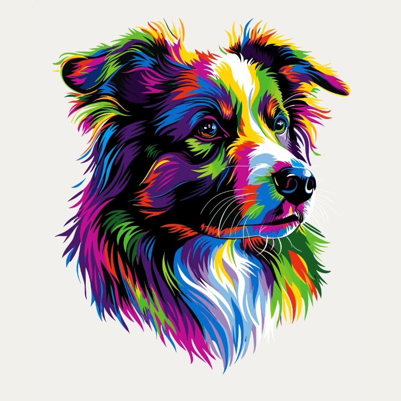 Australian Shepherd Bright Colors Pop Art Aussie