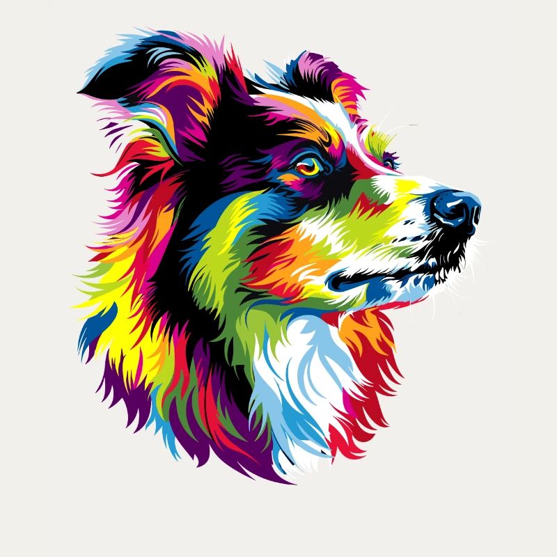 Australian Shepherd Bright Colors Pop Art Aussie