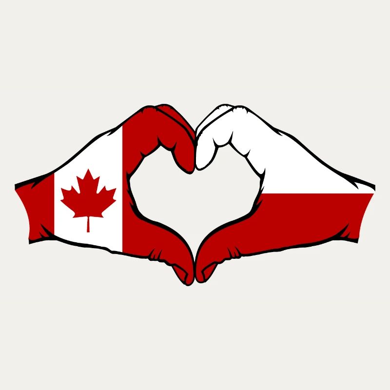 Drapeau du Canada de la Pologne en forme de coeur