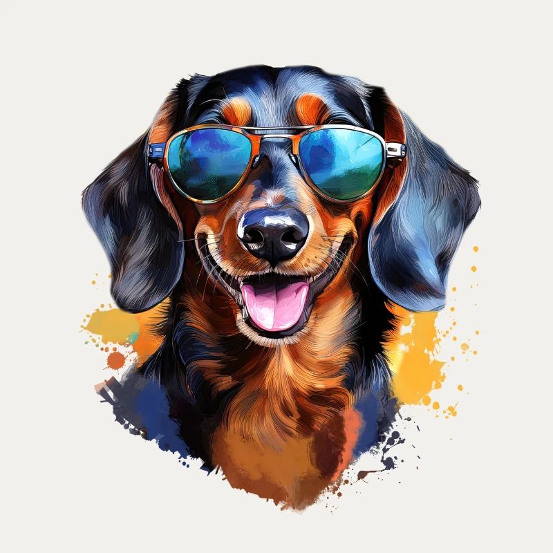 Dackel mit Sonnenbrille