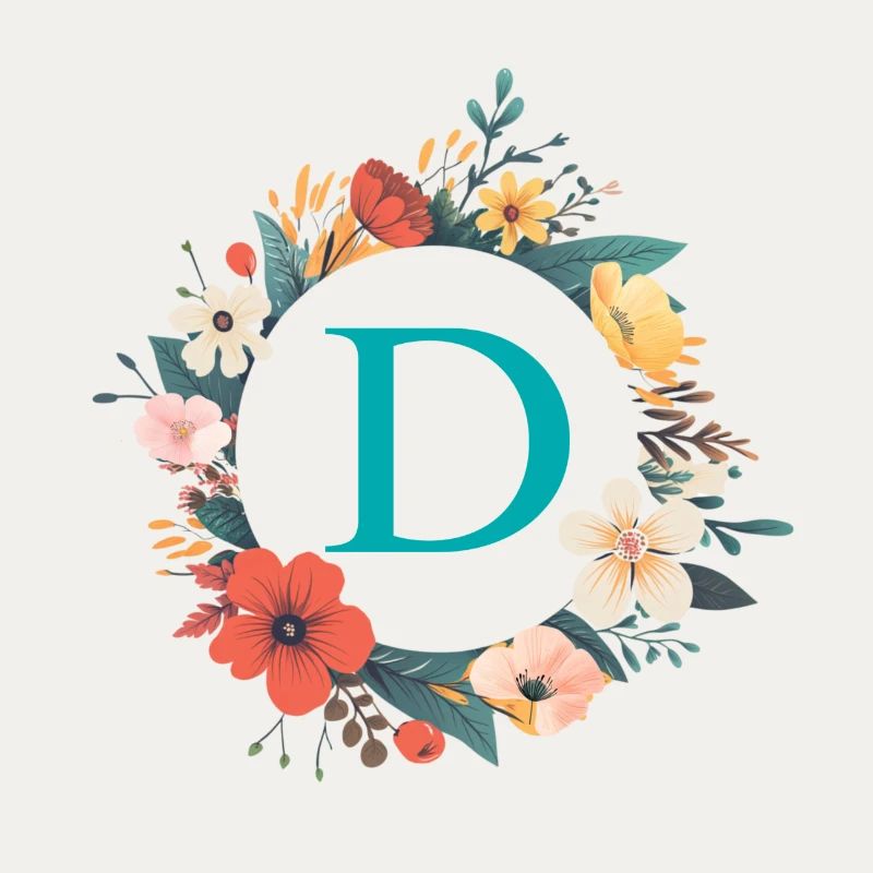 D Monogram, Couronne de fleurs, Personnalisable