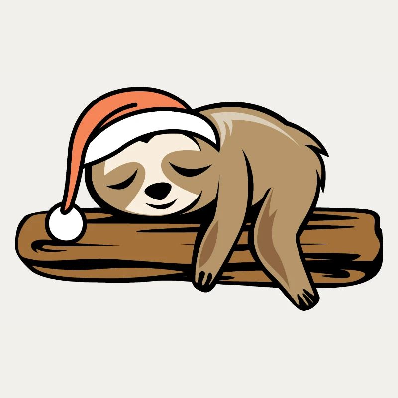 Sloth Christmas Tree Funny Comic Cartoon