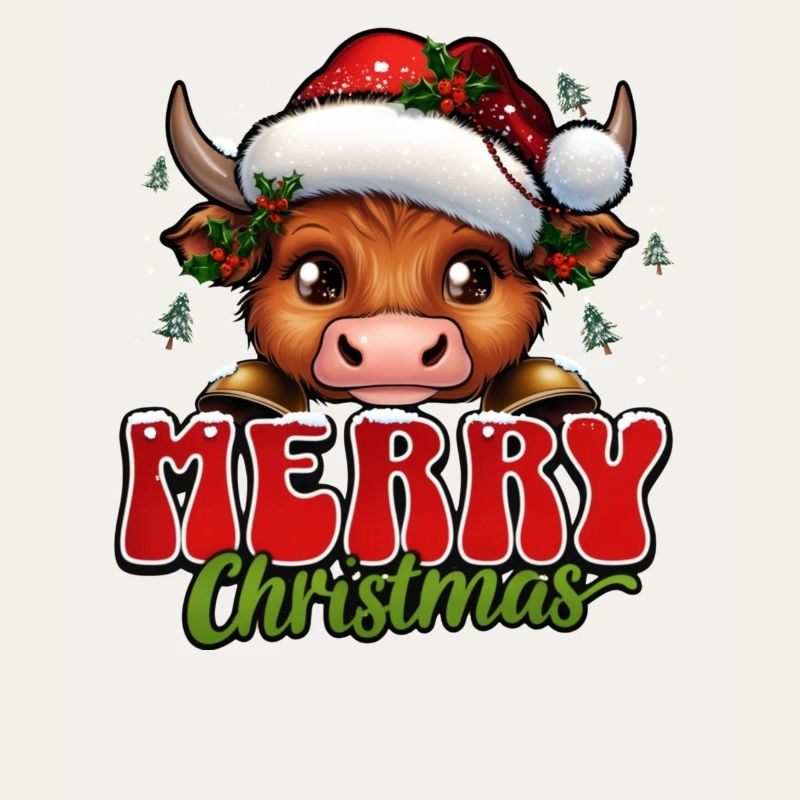 Weihnachtskuh mit Santa Hut