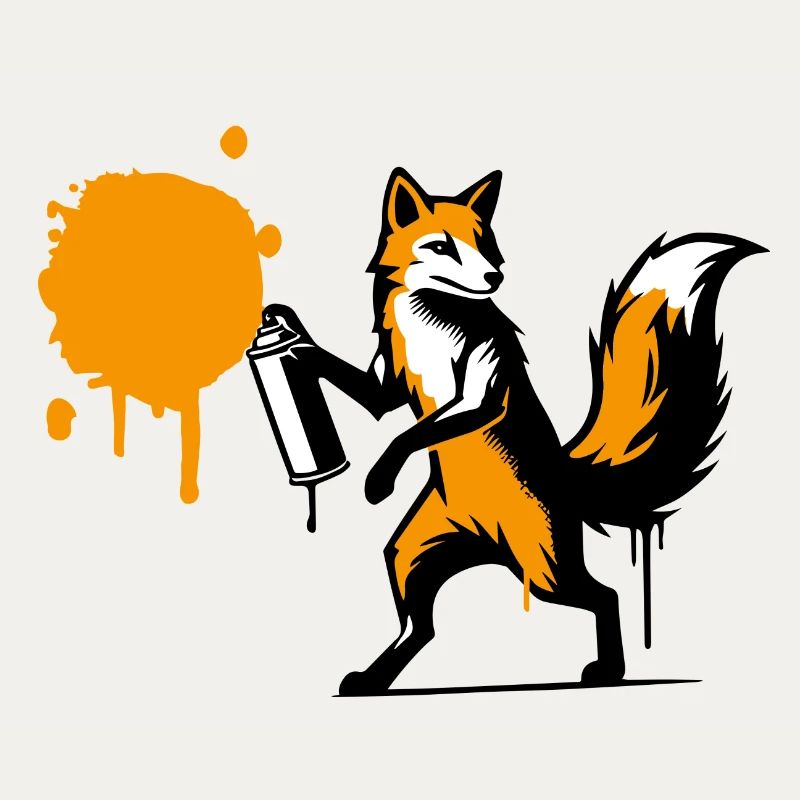 Graffiti fox in creative stencil style