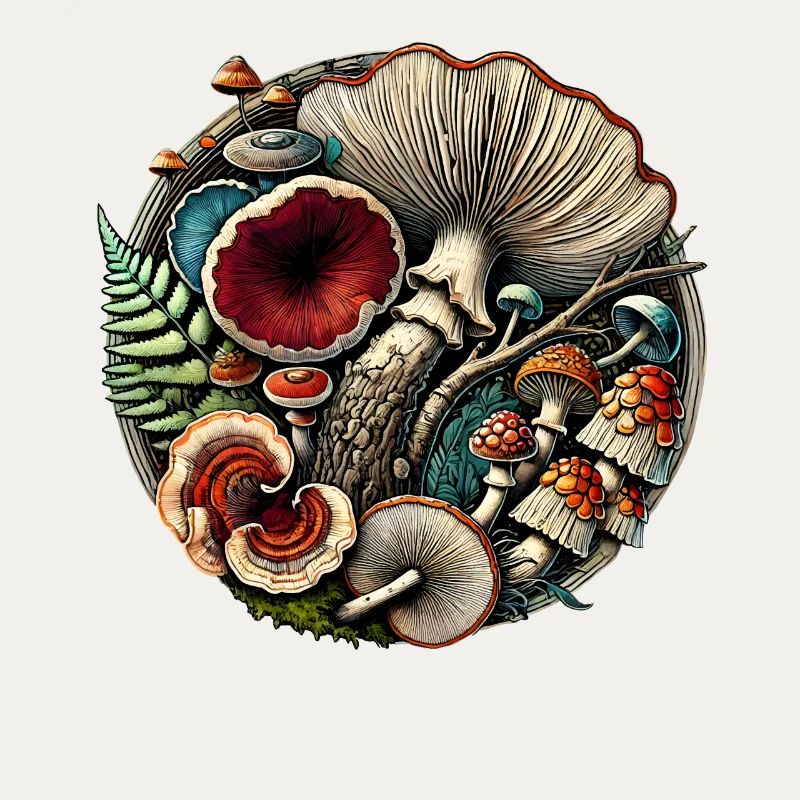 Conception complexe de champignons et d’éléments forestiers