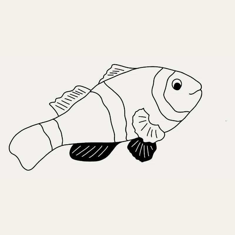 Poisson-clown - Graphique noir et blanc