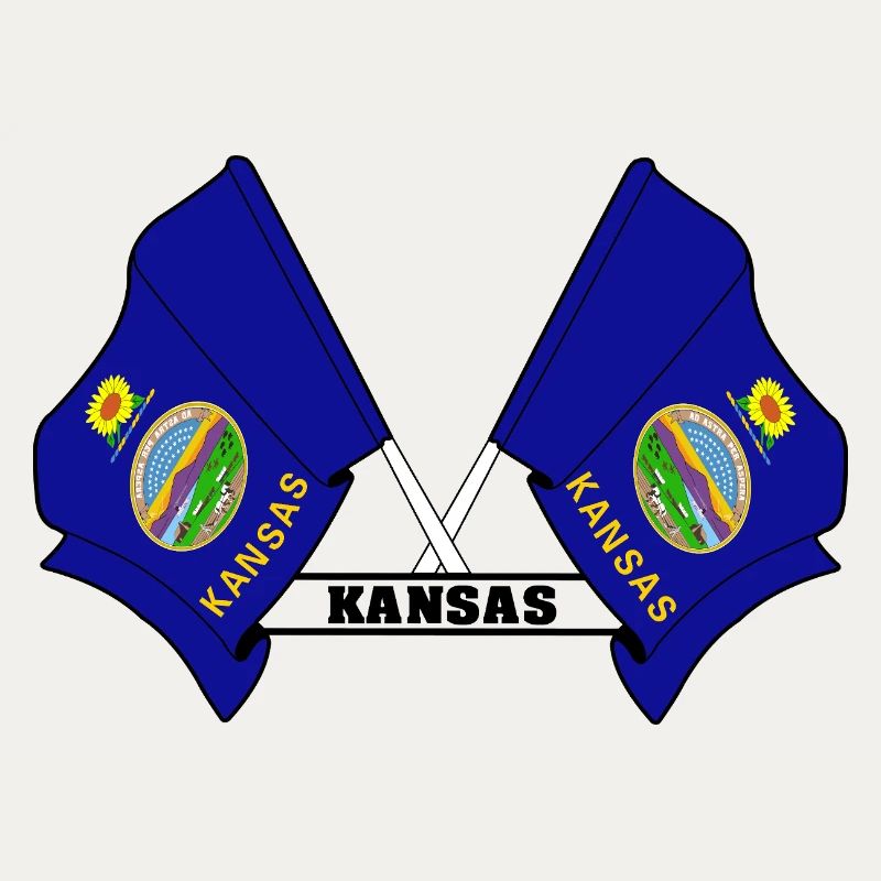 Two flags text KANSAS