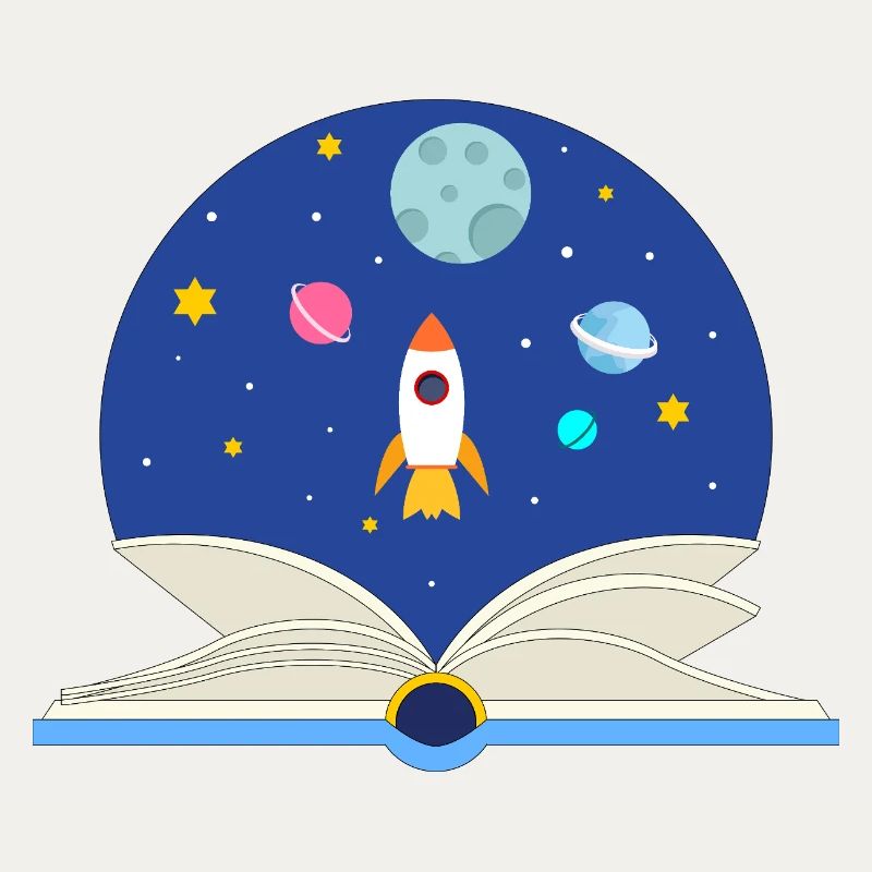 Open Book with Space Scene, Imagination and Advent