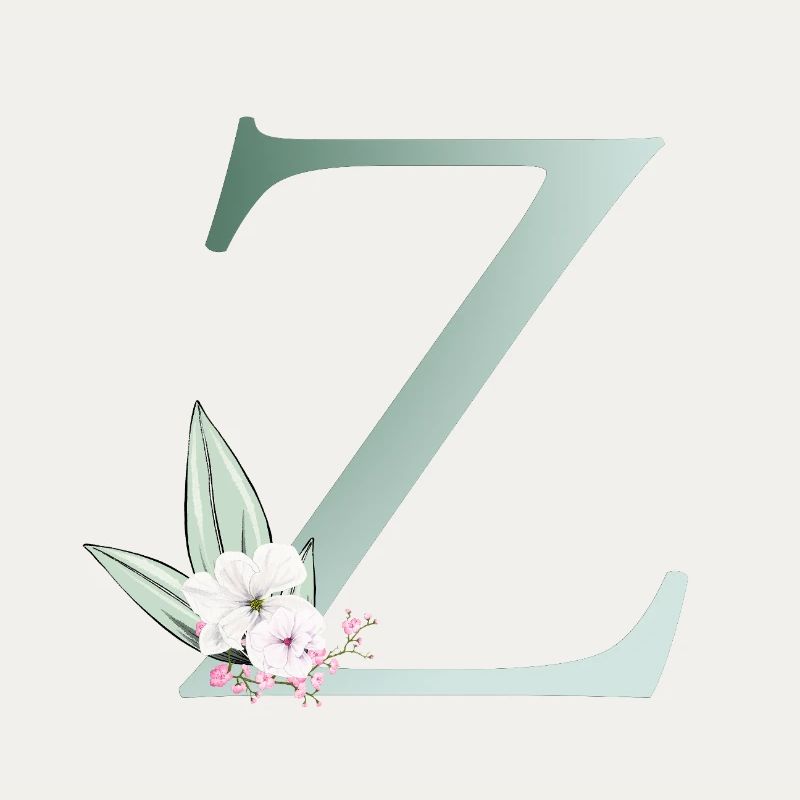 Z Monogram, Floral, Personalizable