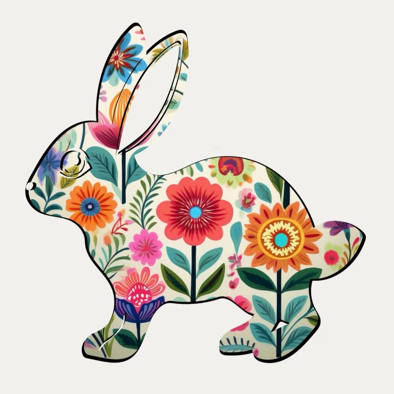 Silhouette fleurie de lapin de Pâques - Boho Chic
