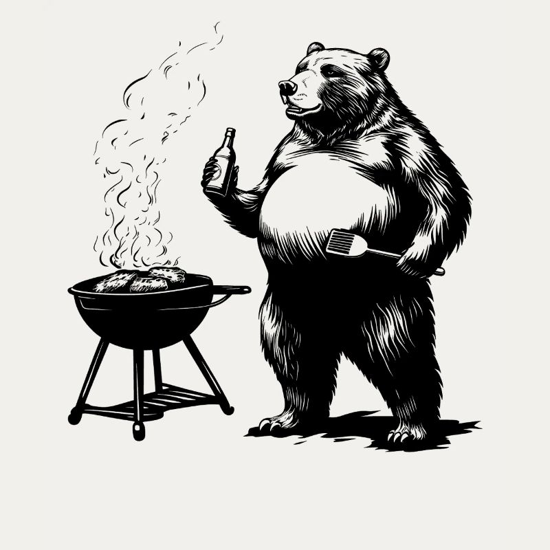 Grill Master Bear Funny Gift for Dads