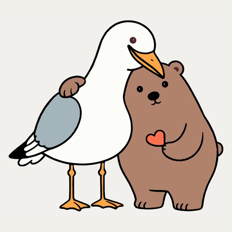 Nordsee Möwe Braun Bär Freundschaft Liebe anlehnen