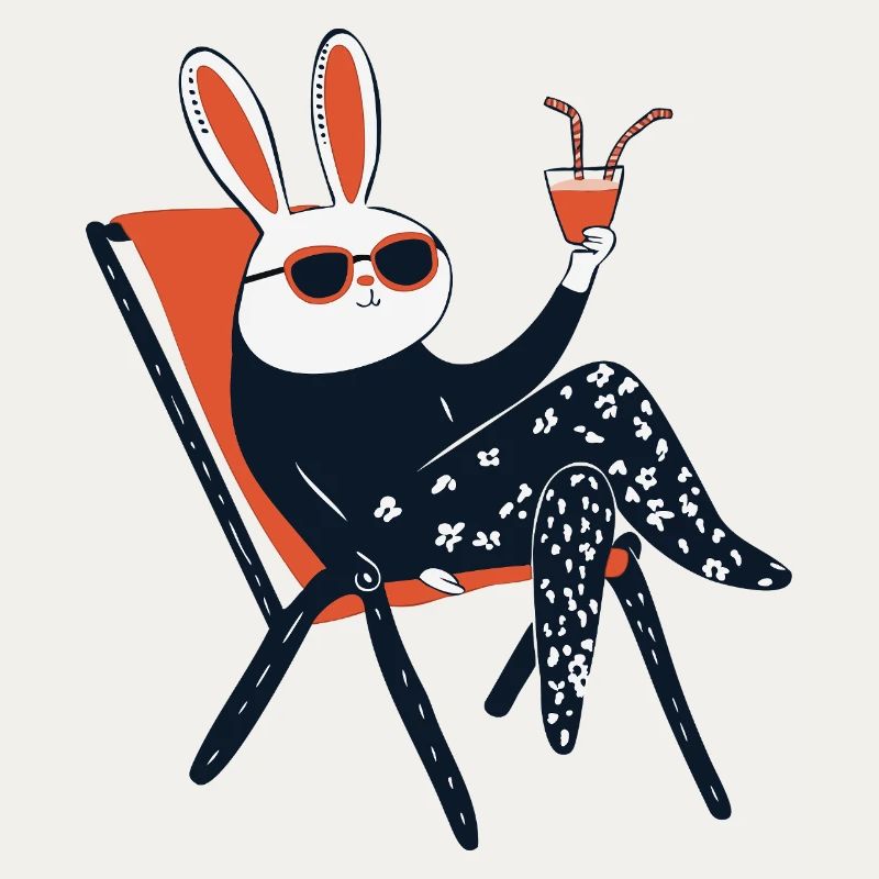 Beach Bunny – Chill Rabbit with Shades & Drink