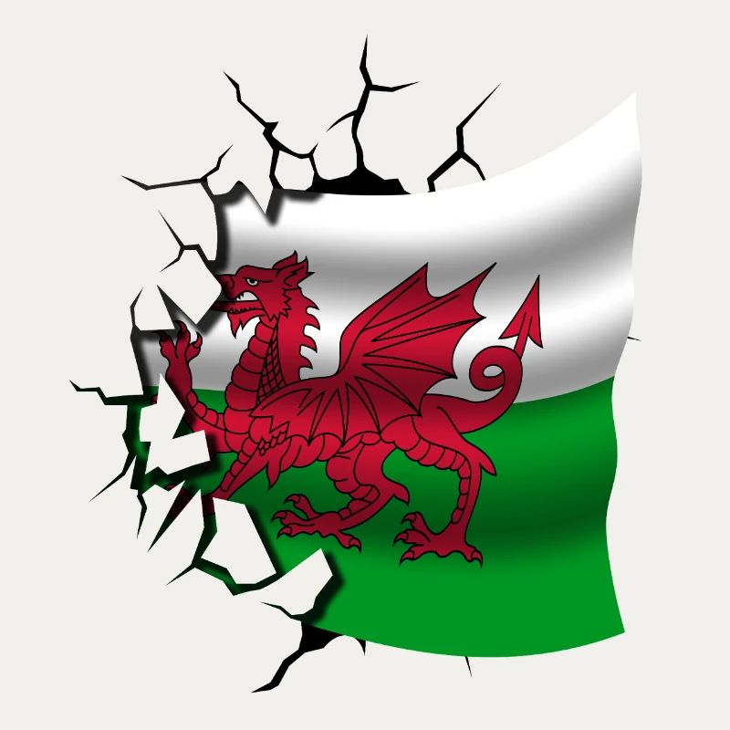 Drapeau du Pays de Galles - Gallois - Drapeau Broken Design