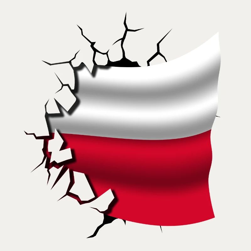Drapeau de la Pologne - Pologne - Drapeau Broken Design