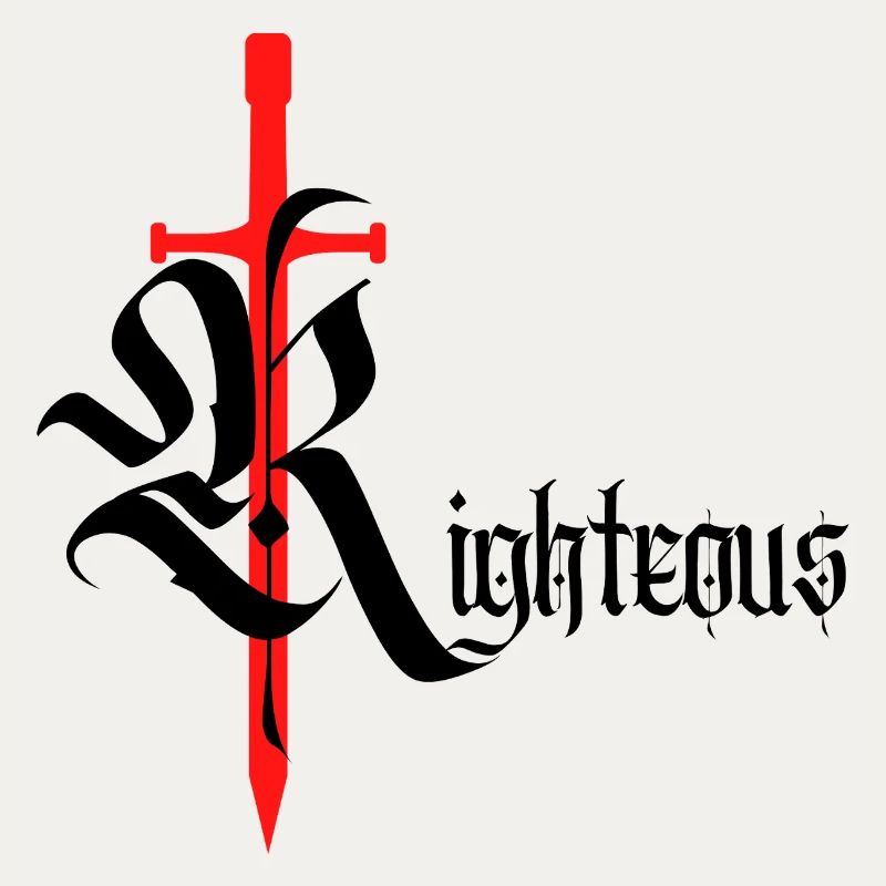Gothic Righteous Design mit Schwert mit schwarzem Text