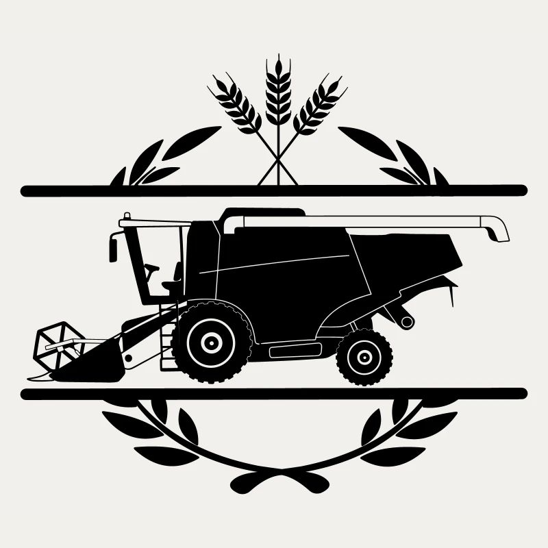 Moissonneuse-batteuse dans le style du logo de la couronne de laurier