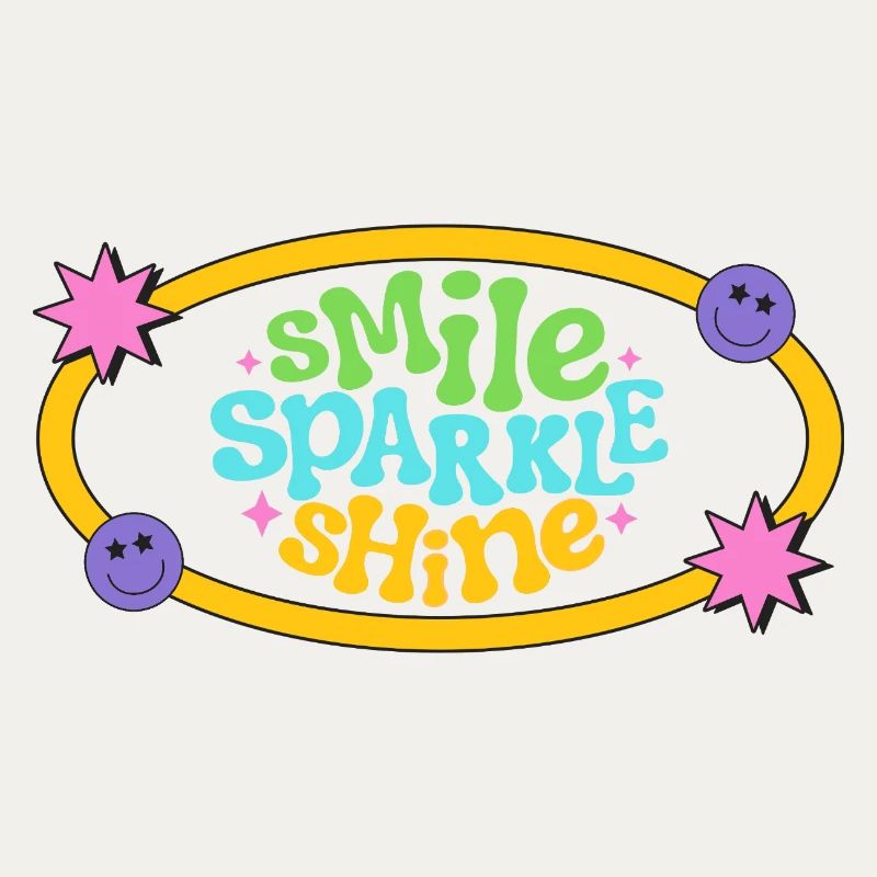 Colourful Retro Smile Text Design