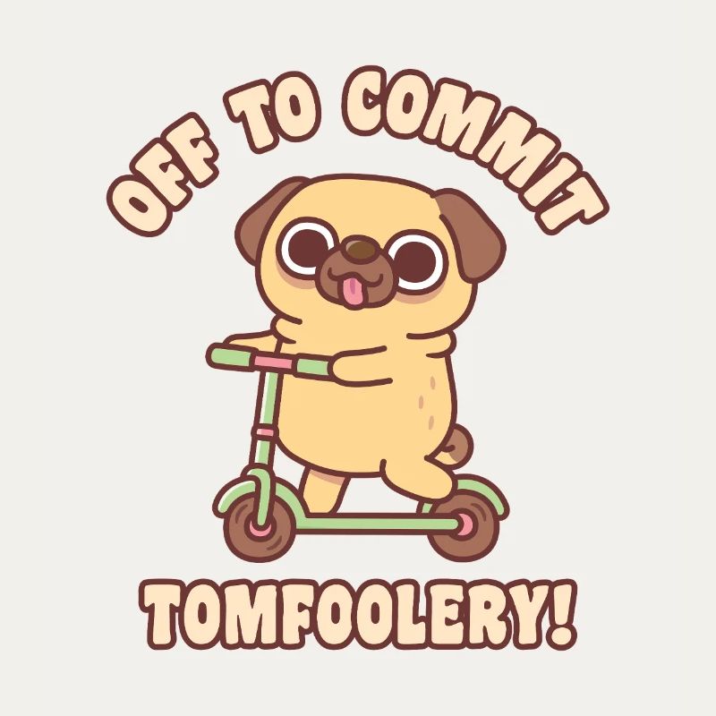 Cute Pug On Kick Scooter Off To Commit Tomfoolery