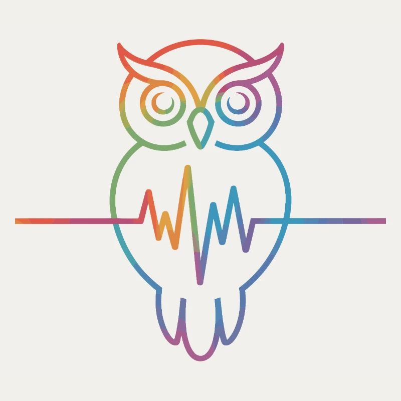 Regenbogen Eule Herzschlag Design