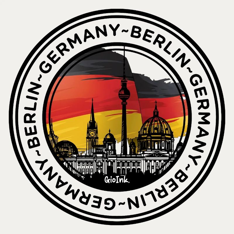 Berliner Skyline mit deutschen Flaggenfarben