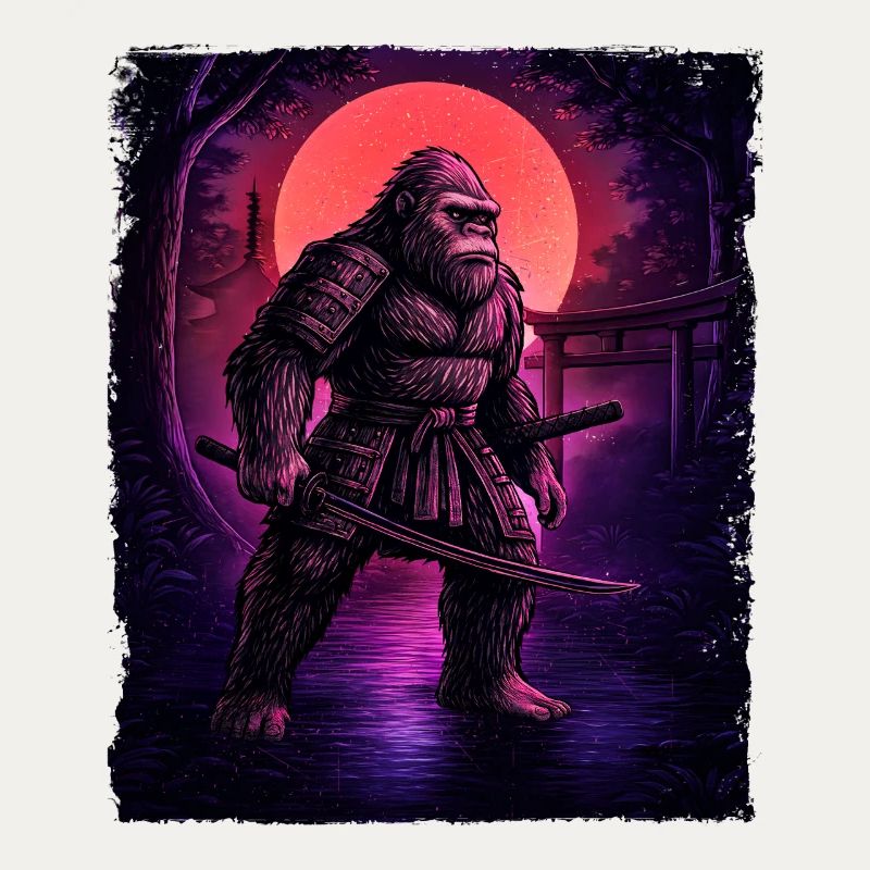 Samurai Bigfoot Cryptid Sasquatch Yeti Hunter