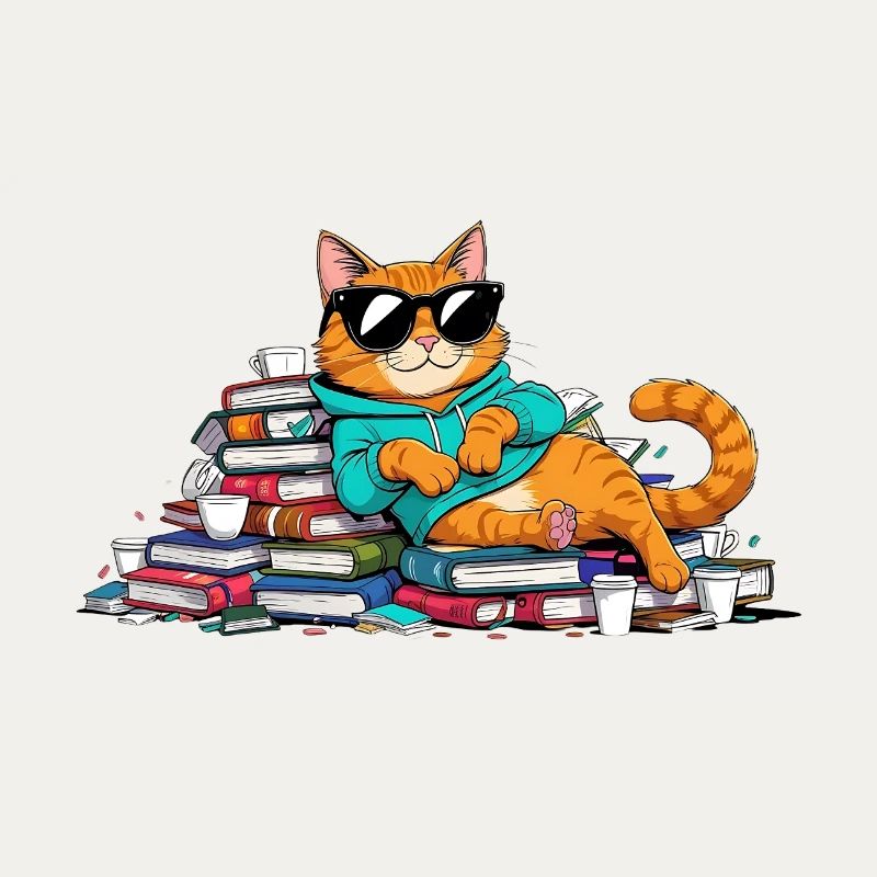 Chat rat de bibliothèque décontracté avec des lunettes de soleil