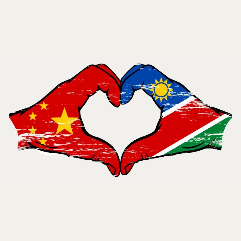 China Namibia Flag Hands Heart Shape