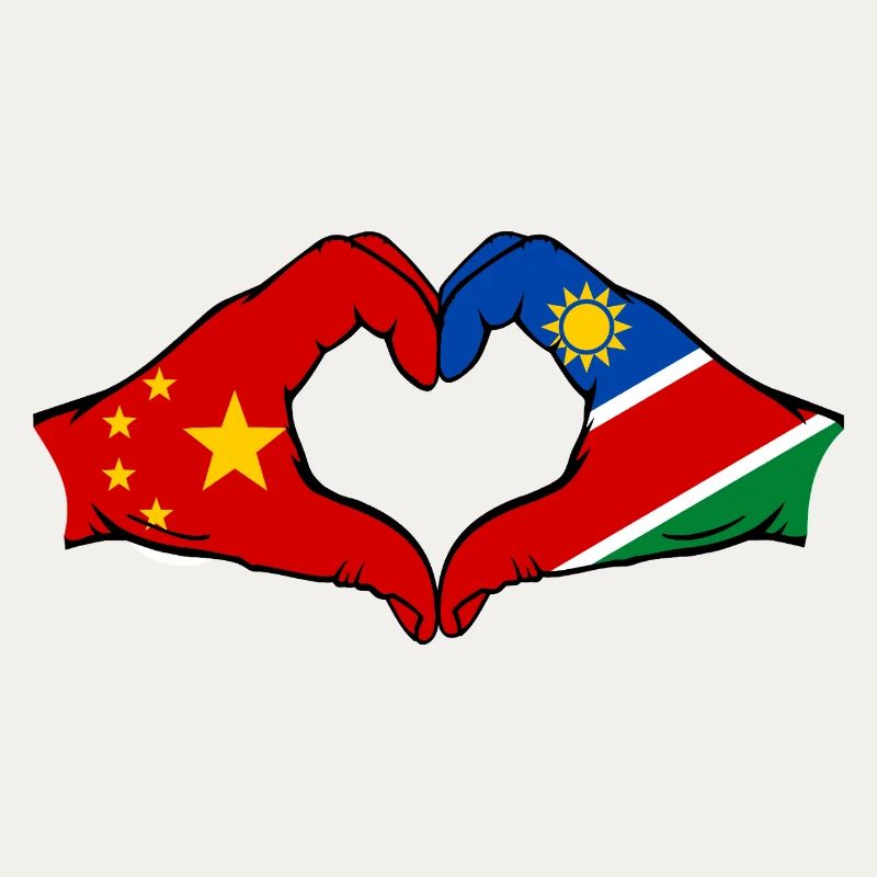 China Namibia Flag Hands Heart Shape