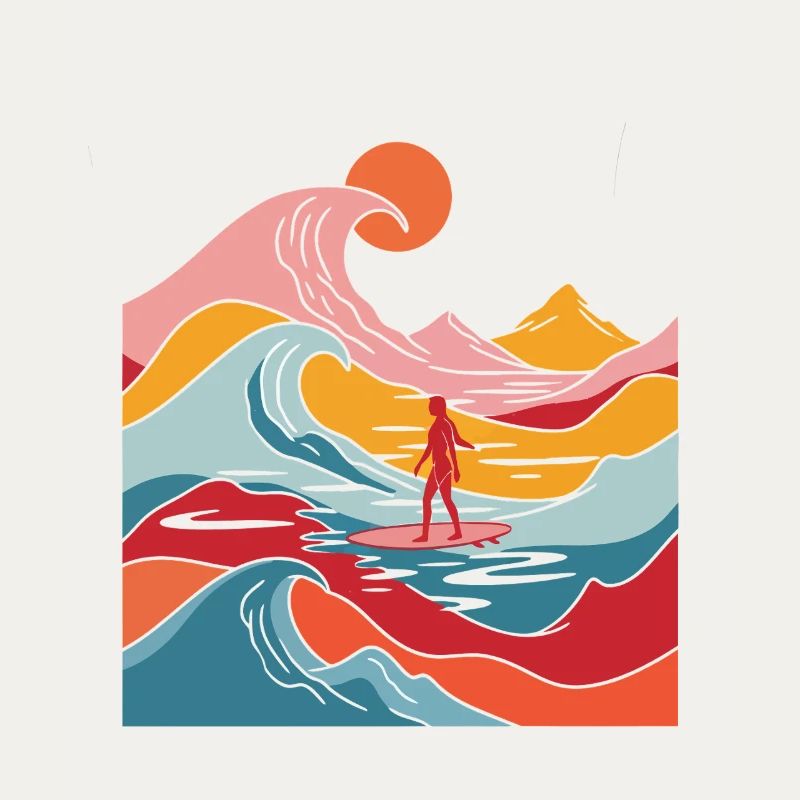 Abstract Wave Dancer in Sunset