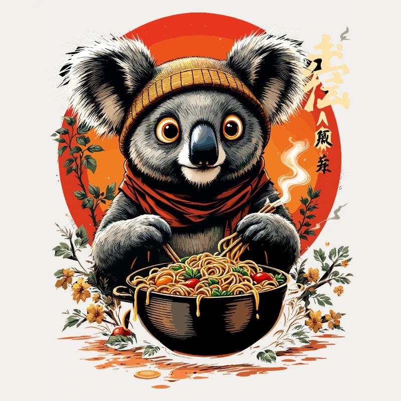 Conception mignonne de ramen Koala dans un anime de style kawaii