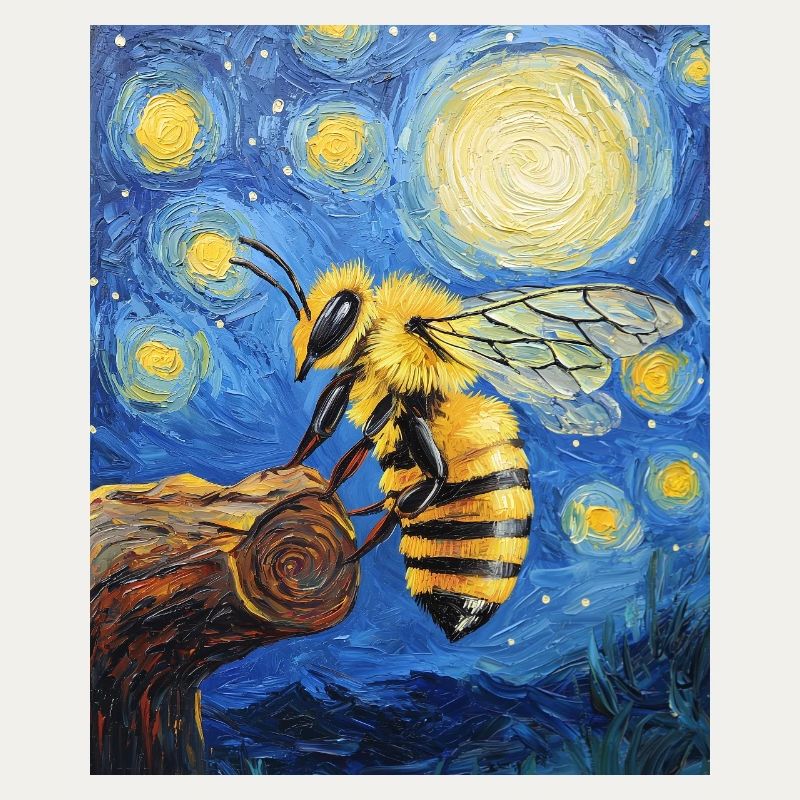 Bee Van Gogh Style Starry Night