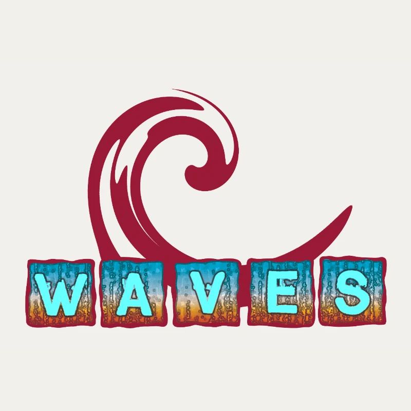 Abstract ocean wave art - surfer design