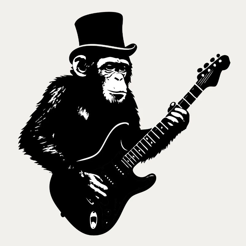 Greifende Affe mit E-Gitarre im Retro-Style