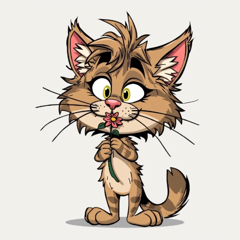 Chat mignon avec fleur