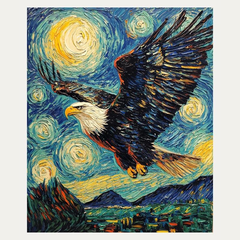 Eagle Bird Van Gogh Style Starry Night