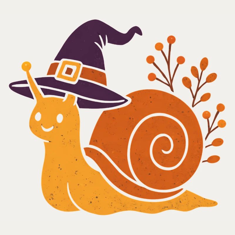 Cute Snail with Witch Hat