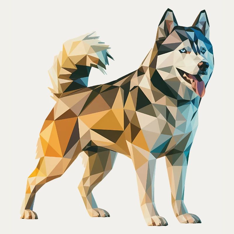 Husky sibérien - Logo Low Poly cool