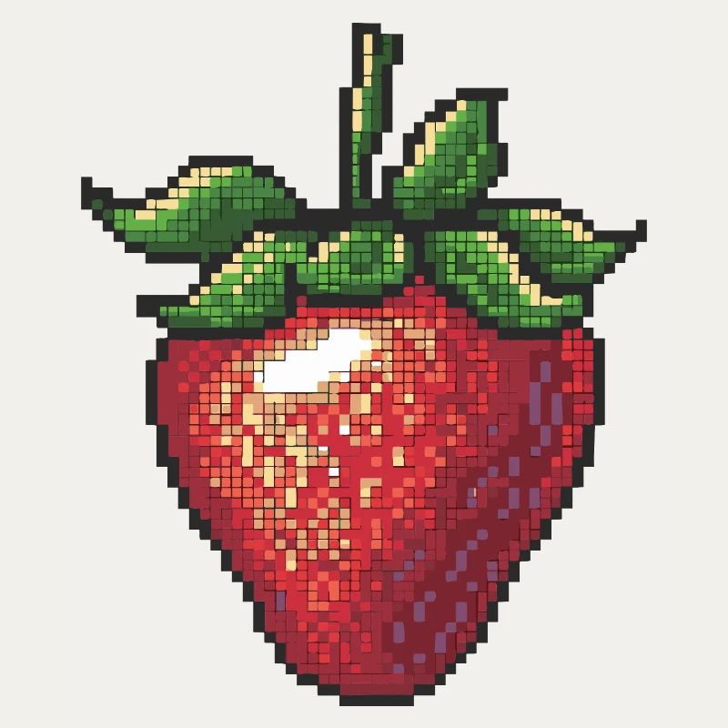 Erdbeere im Pixelstil